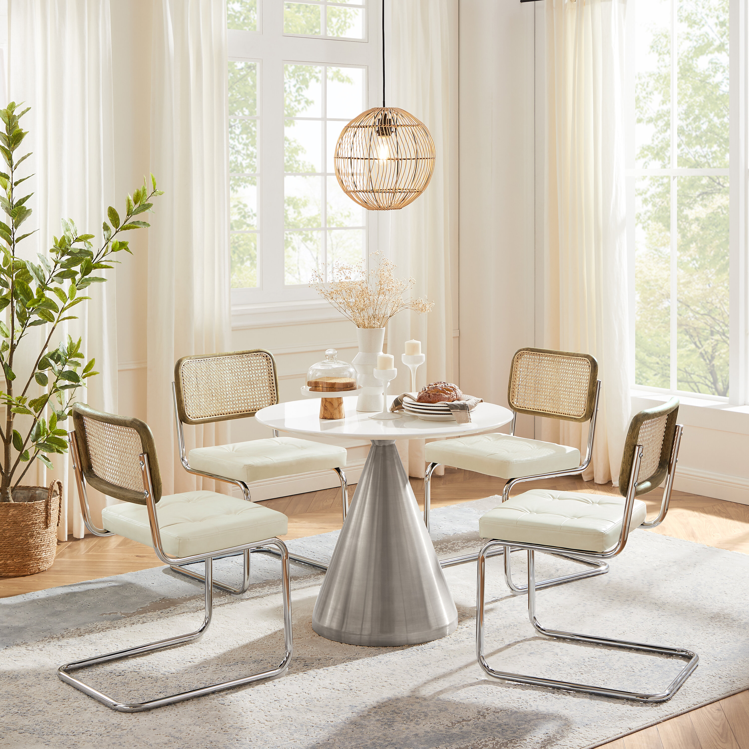 Dining table tufted online chairs