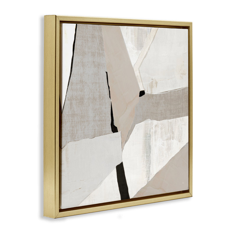 Formes robustes en beige, H 25 po x l 25 po, Cadre flottant gris lustré