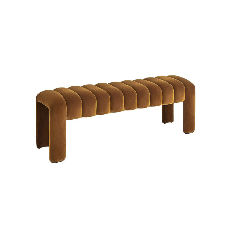 Banc rembourré en mélange de polyester Carraton, H 15,74 po x l 39,37 po x P 19,68 po, Jaune paille