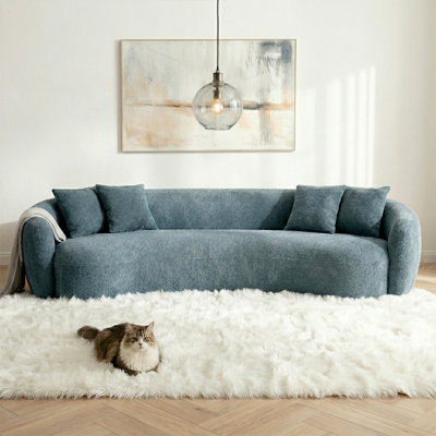 101.3"Boucle Curved Half - Moon 5 - Seater Sofa, Modern Leisure Couch For Living Room Gatherings & Stylish Lounging