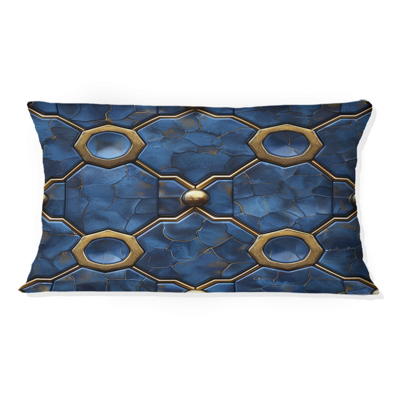 Coussin lombaire moderne bleu et octogone III
