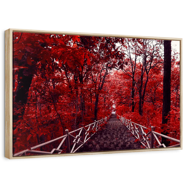 Arbres rouges, Cadre flottant en bois naturel, 31 po x 21 po