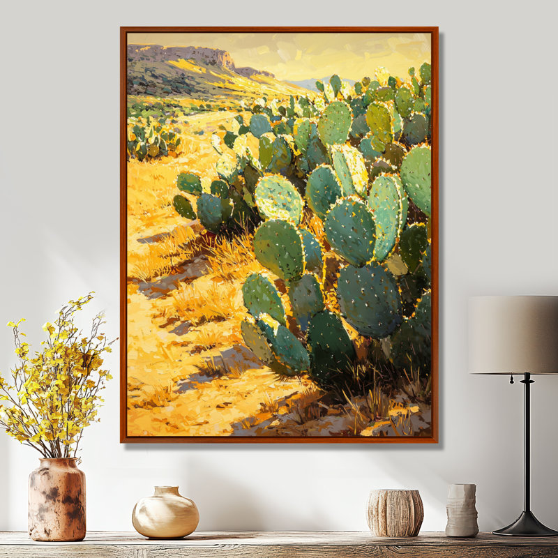 Cactus Maradith dans la lumière de l'après-midi - Cactus, art mural, H 20 po x l 12 po, Reproduction avec cadre flottant