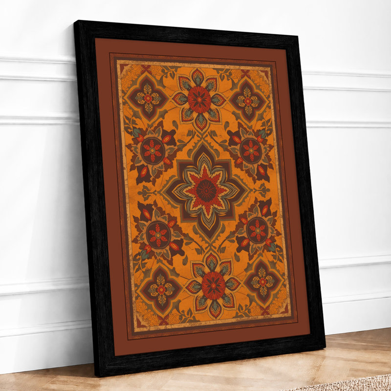 Ornate Eastern Tapestry Eclectic - Framed Print, A4 - 29.7 x 21.0 cm, Black