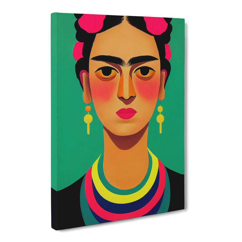 Frida Kahlo Minimalism - Wall Art, 60cm H x 40cm W x 3cm D, Wrapped Canvas, No Matte