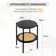 Round End Table with Rattan Storage Shelves