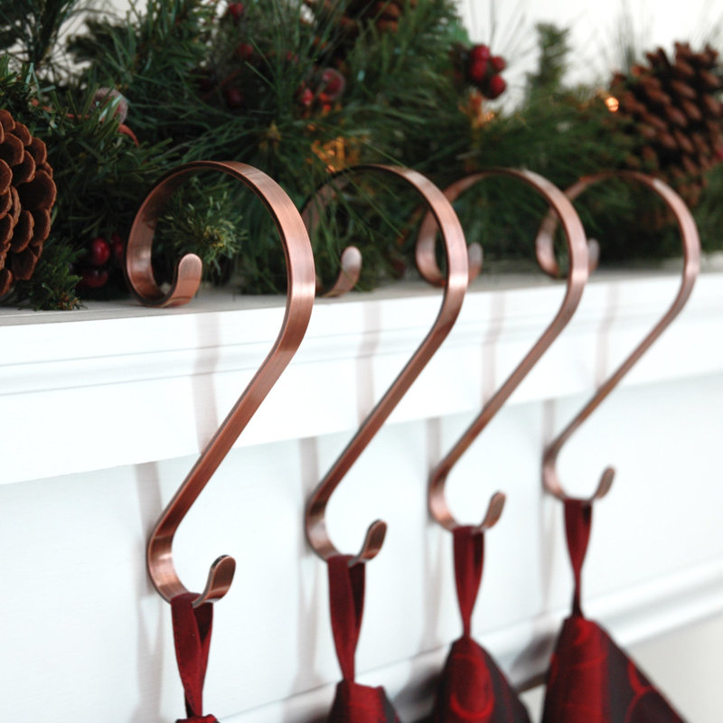 Scrolls Stocking Holder, Brushed copper