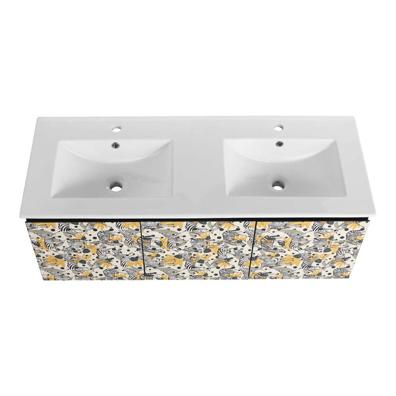 Ensemble de meuble-lavabo double 47,6 po avec plateau en céramique Shalia