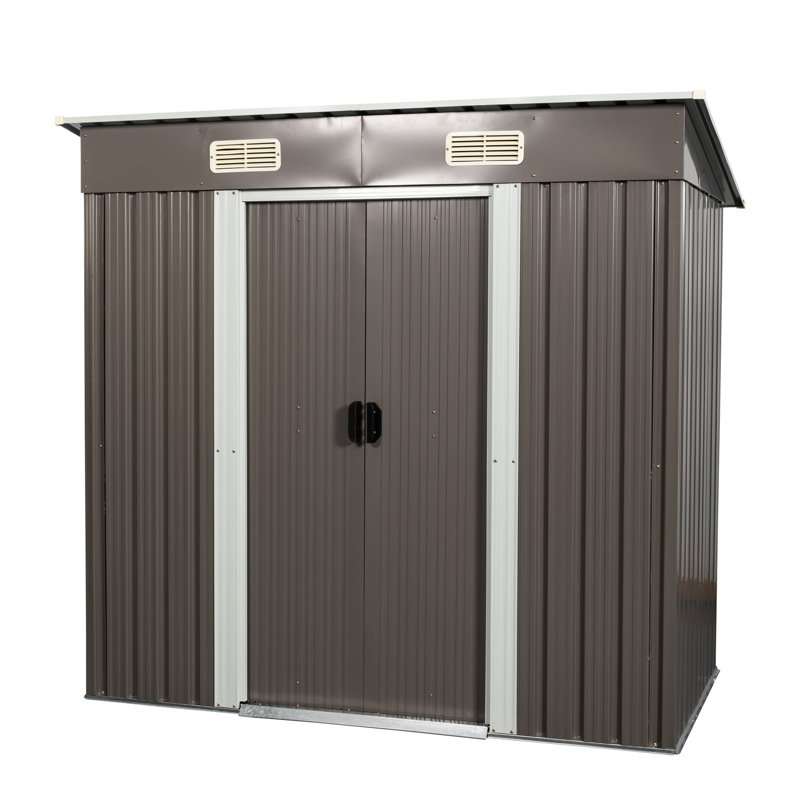 6ft X 4ft Outdoor Shed With Galvanized Iron - , , Sliding Door & Padlock Feature Metal Strong, , Ventilated Design