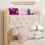 Grand cadre de lit simple de 49,2 po avec tiroirs de rangement, lit plateforme tapissier en velours avec tête de lit à oreilles, lumières à DEL et station de charge, aucun sommier nécessaire, silencieux, beige-1760725774-1760725782