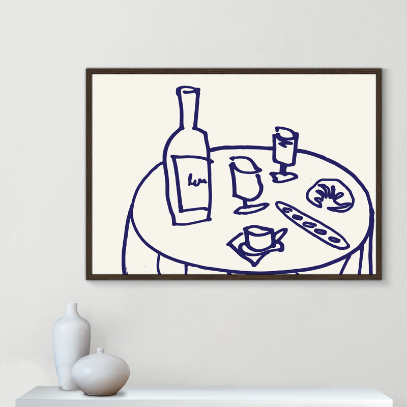 Impression de table par Corinne Rose Design, L 41,5 po x H 29,5 po, Impression encadrée, Grain de bois noyer