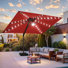 Parasol en porte-à-faux à lumière solaire 11 pi x 9 pi avec base lestée pour patio