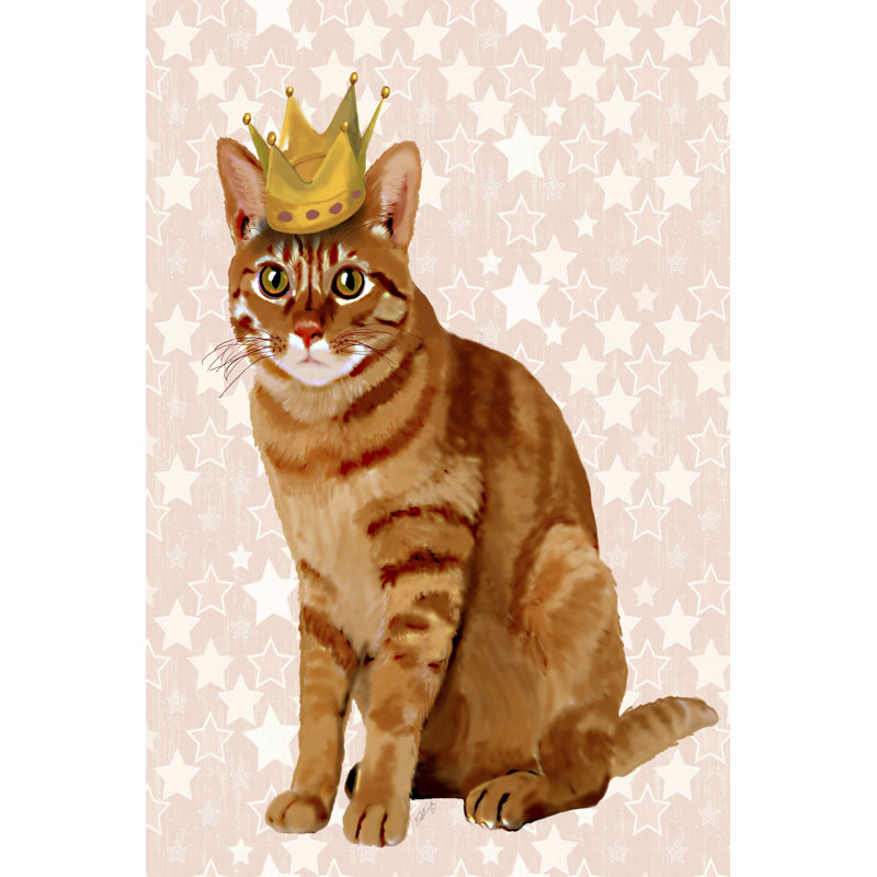Chat roux avec couronne, double, H 18 po x l 12 po x P 1 po