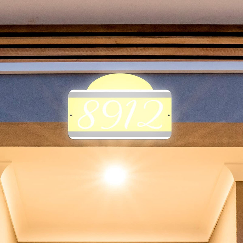 Plaque d'adresse murale sur 1 ligne, Jaune, Oui