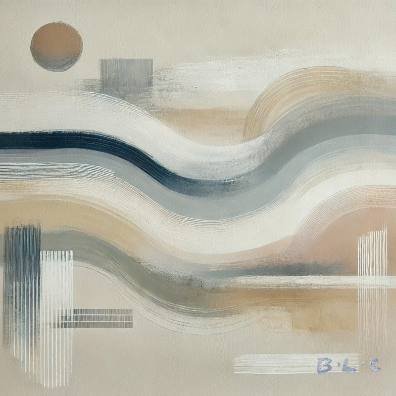 Waves of Tranquility: Neutral, art mural abstrait sur toile, H 12 po x l 12 po x P 1 po