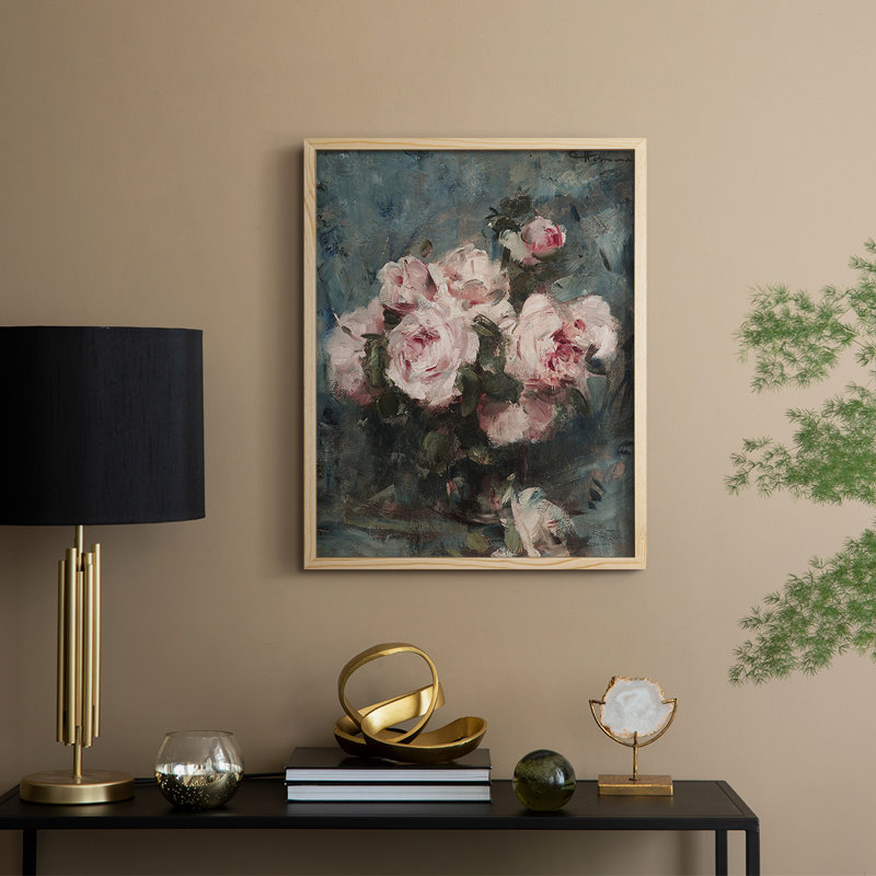 «Vintage Floral Print», impression encadrée CCL XXVII - bois massif, Naturel, H 21 po x l 17 po