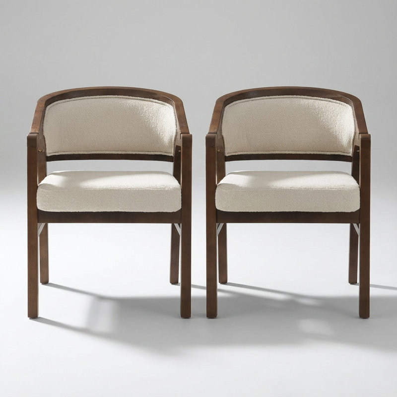 Ensemble de 2 chaises de salle à manger rembourrées modernes avec structure en bois et dossier courbé, Frêne clair