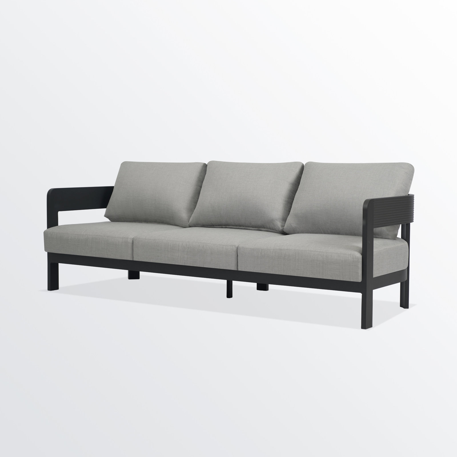 Lisa 82" Rounded Aluminum Patio Sofa, Cream