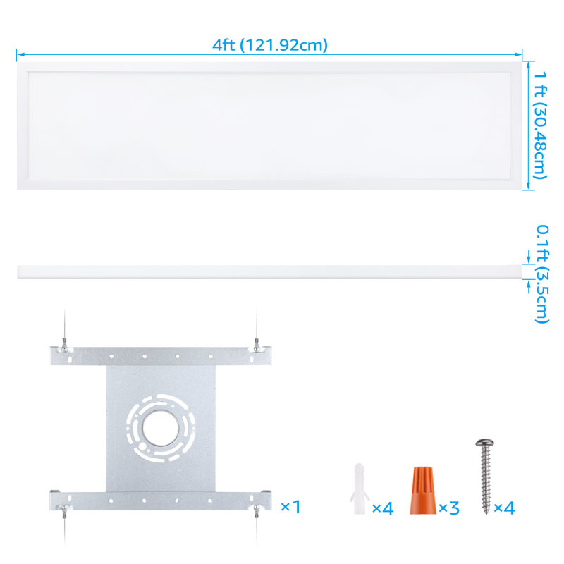 Ensemble d'éclairage de bureau Tessera, lumières à DEL à panneau plat 1 x 4 pi avec éclairage sur rail à 4 têtes, intensité variable 3CCT