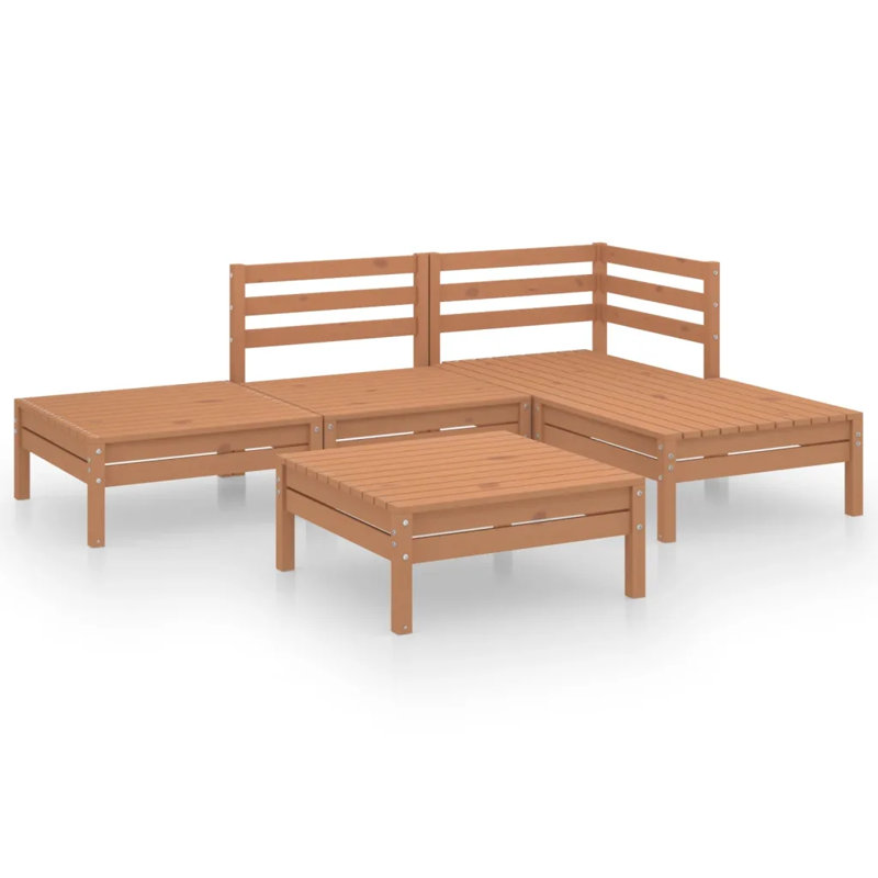 Valleria 5 Piece Sectional Seating Group, Honey Brown