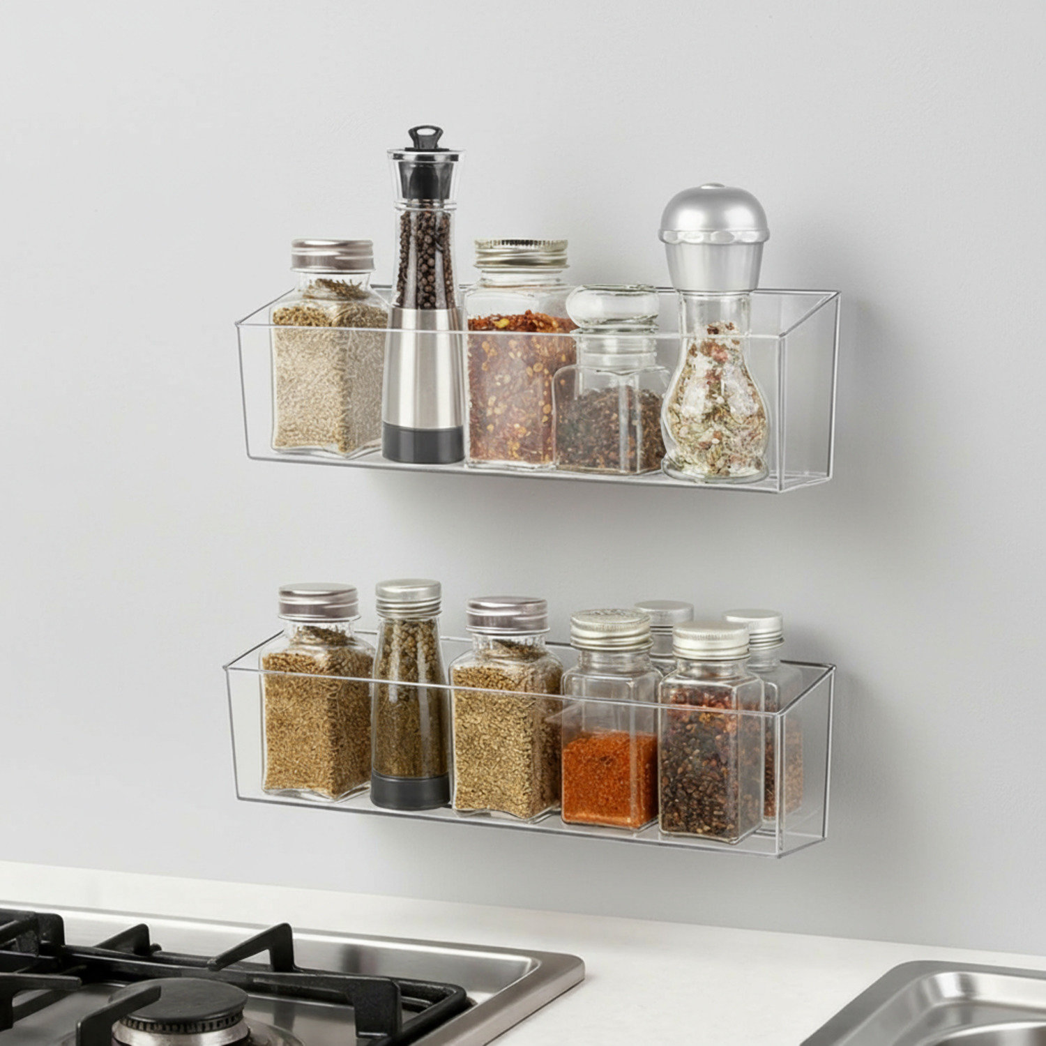 Latitude Run® Transparent Plastic Spice Rack, Fits Cabinet Door ...