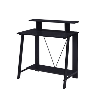 Black Writing Desk With Upper Shelf