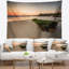Tapisserie de mer en shore de mer au coucher du soleil en espagne avec accessoires suspendus inclus-28500228