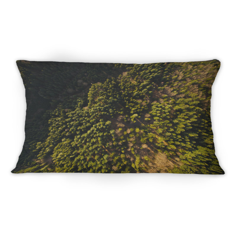 Arial View Of Green Woods - Coussin décoratif imprimé Lake House