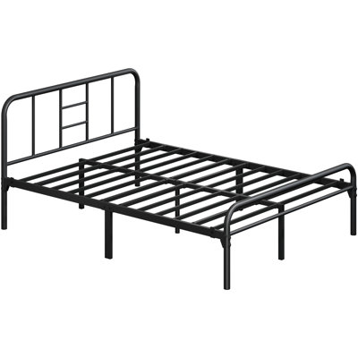 Metal-Framed Bed with High Headboard