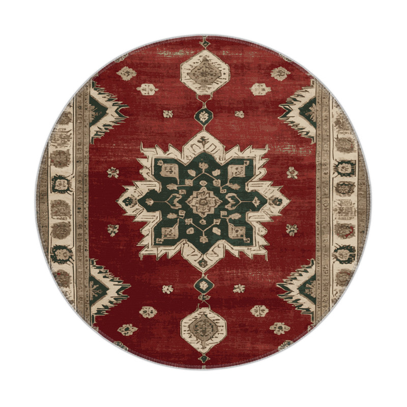 Overdyed Brown Indoor and Outdoor Area Rug, Round 5'