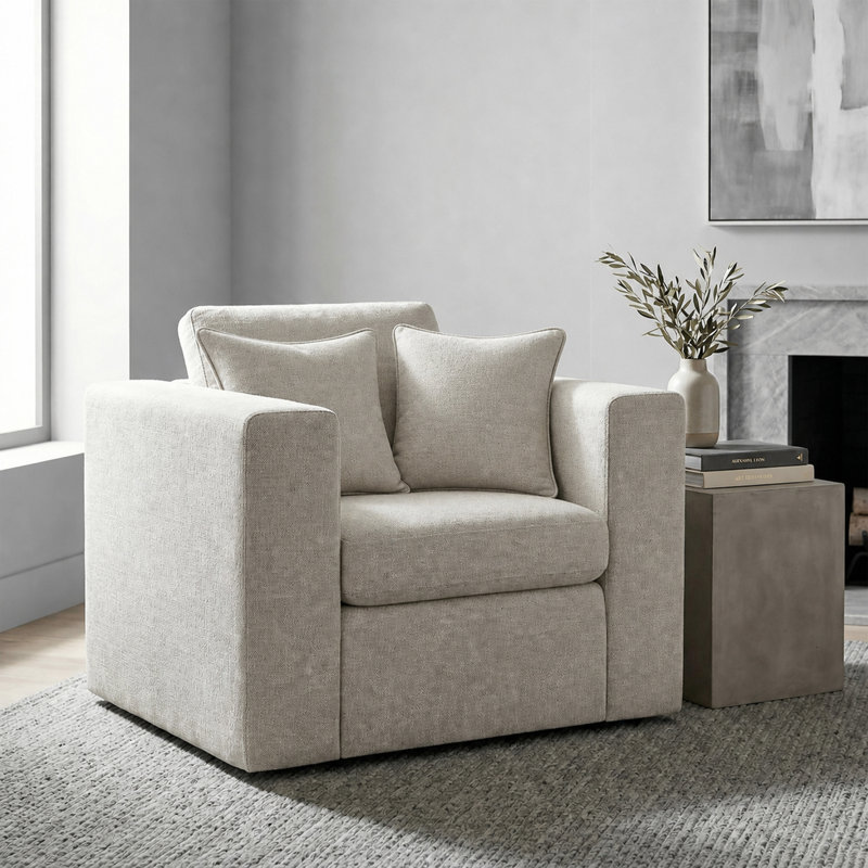 Lockheart 32” Accent Chair Square Arm, Natural 