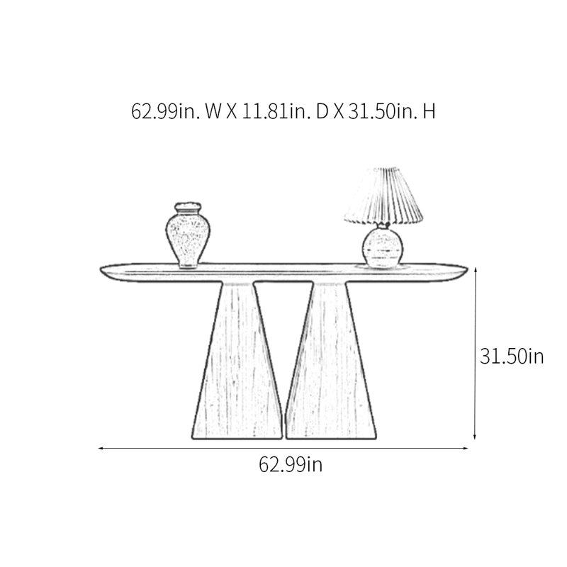 Console Retro Minimalist Art, Bois brun foncé, H 31,5 po x l 62,99 po x P 11,81 po