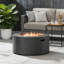 Table de foyer d'extérieur ronde 32 po - Chauffe-terrasse au propane 40 000 BTU avec cadre en fonte et pare-vent en verre