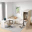 Lit plateforme en bois avec 6 tiroirs, tablettes, bureau et garde-robe-544355014