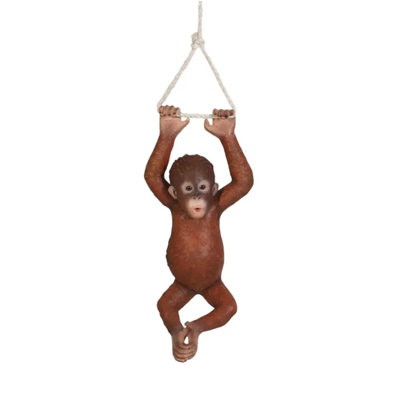 Monkey Baby Orangutan Hanging On Rope Statue