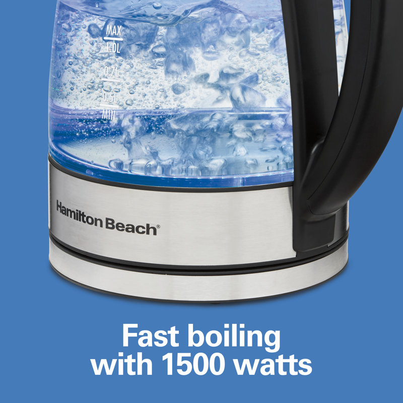 Hamilton Beach 1.7L Silver Glass Electric Kettle with Variable Temperature