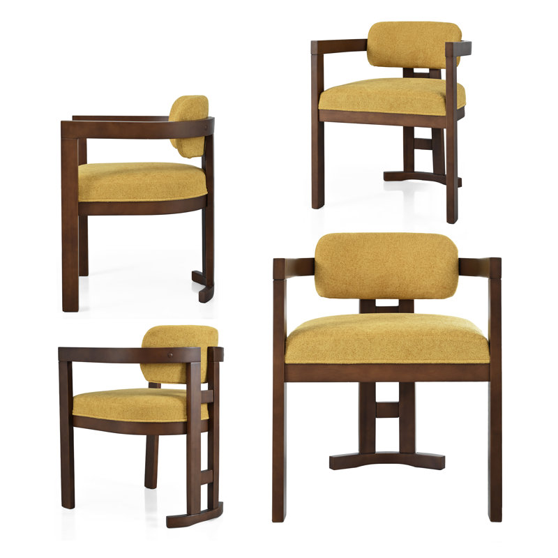 Chaises de salle à manger rembourrées Chuang, Bois brun / jaune, 4