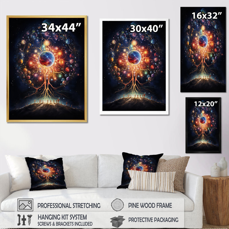 Magie Aura of Atomic Tree, impression botanique abstraite sur toile, H 20 po x l 12 po x P 1 po, Cadre naturel flottant