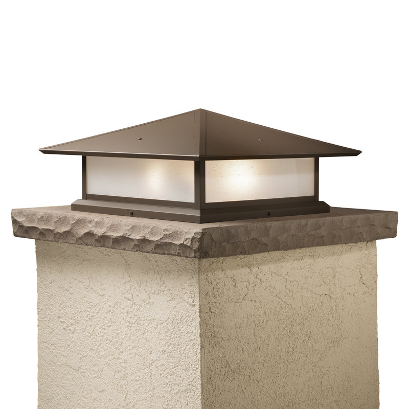 Abston Stained Glass Pier Mount Light, Frosted Seedy, Powder Coat Bronze, 8" H x 14.5" W x 14.5" D