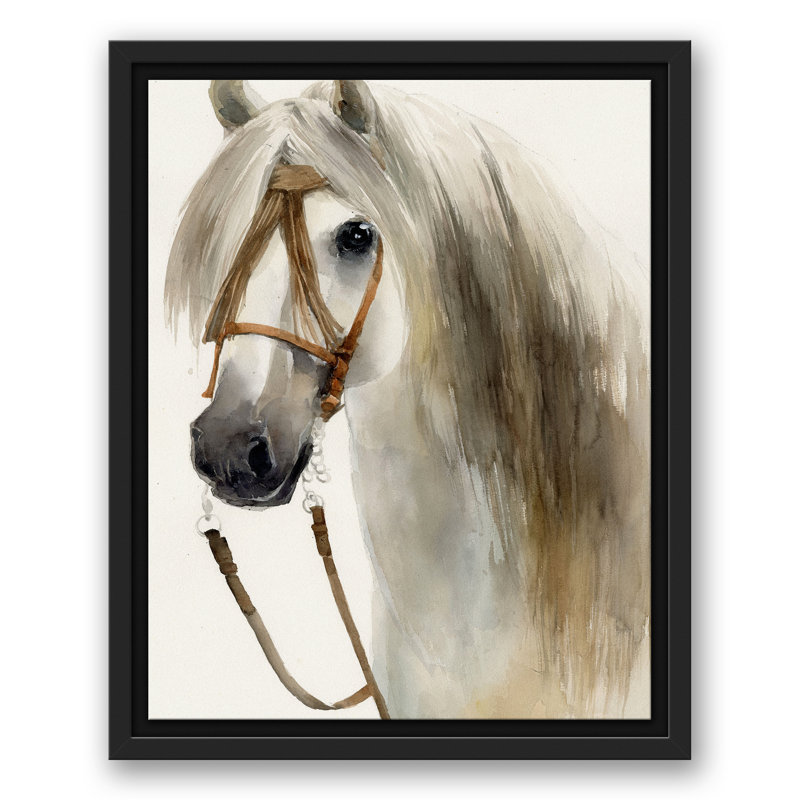Cheval dans une toile flottante encadrée d'automne, H 15,75 po x l 12,75 po x P 1,75 po, Cadre flottant noir