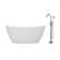 59'' x 30'' Freestanding Soaking Solid Surface Bathtub with Faucet