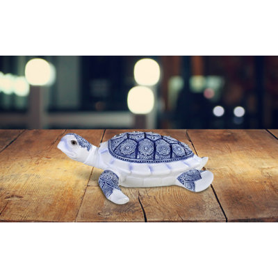 Jaylea 7"W Blue and White Sea Turtle Marine Life Figurine Unique Gifts
