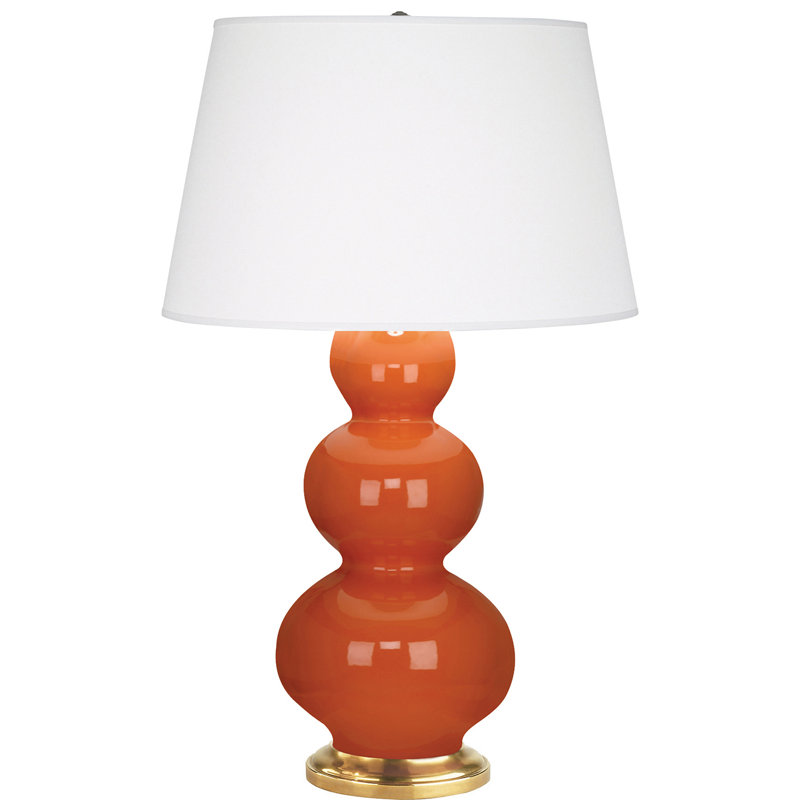 Triple Gourd Table Lamp, Pumpkin/Brass