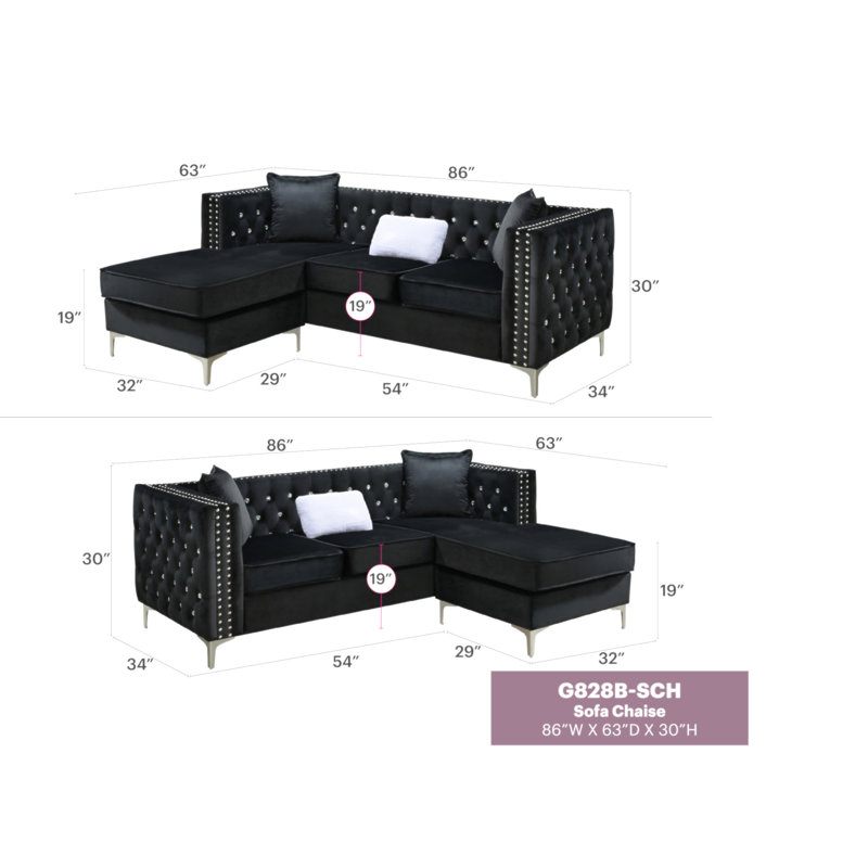 Canapé Paige G828B-SC, Black