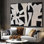 Très grand art mural imprimé sur toile - découpe noire abstraite, collage audacieux, illustration, décoration pour le salon ou la chambre à coucher