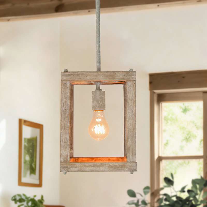 Luminaire suspendu campagnard carré moderne à 1 lumière l 8 po Allmeria