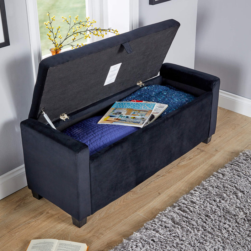 Starke 111cm Wide Faux Leather Rectangle Solid Colour Ottoman with Storage
