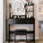 17" Round Led Mirror Dressing Table And Cushioned Seat, Touch - Operated 3 Color Lighting With Adjustable Brightness, Large Multi Layer Storage, Ideal For Small Guest Room Spaces, American Designed