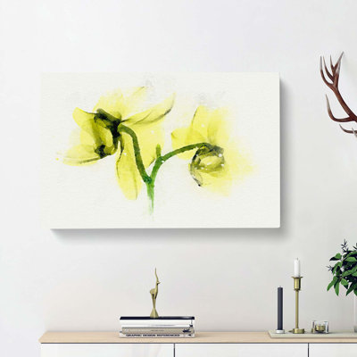Yellow Orchid Flower in Abstract - Wrapped Canvas