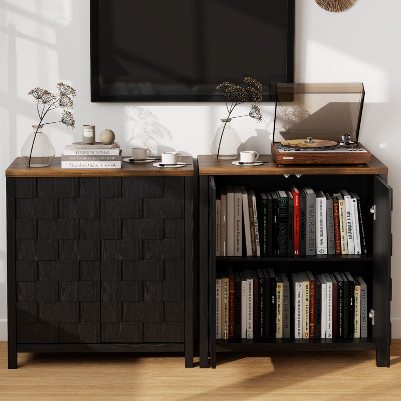 2 - Door Rectangle Accent Cabinet, Black